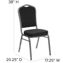 MoTak M007 Stackable Banquet Chair - Silver Steel Frame w/ Black Patterned Fabric Back & Seat thumbnail 2