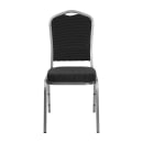 MoTak M007 Stackable Banquet Chair - Silver Steel Frame w/ Black Patterned Fabric Back & Seat thumbnail 5
