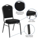 MoTak M007 Stackable Banquet Chair - Silver Steel Frame w/ Black Patterned Fabric Back & Seat thumbnail 6