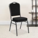 MoTak M007 Stackable Banquet Chair - Silver Steel Frame w/ Black Patterned Fabric Back & Seat thumbnail 9