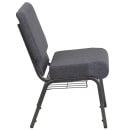 MoTak M008 Stackable Extra Wide Church Chair - Silver Steel Frame w/ Dark Gray Fabric Back & Seat thumbnail 3