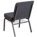 MoTak M008 Stackable Extra Wide Church Chair - Silver Steel Frame w/ Dark Gray Fabric Back & Seat thumbnail 4