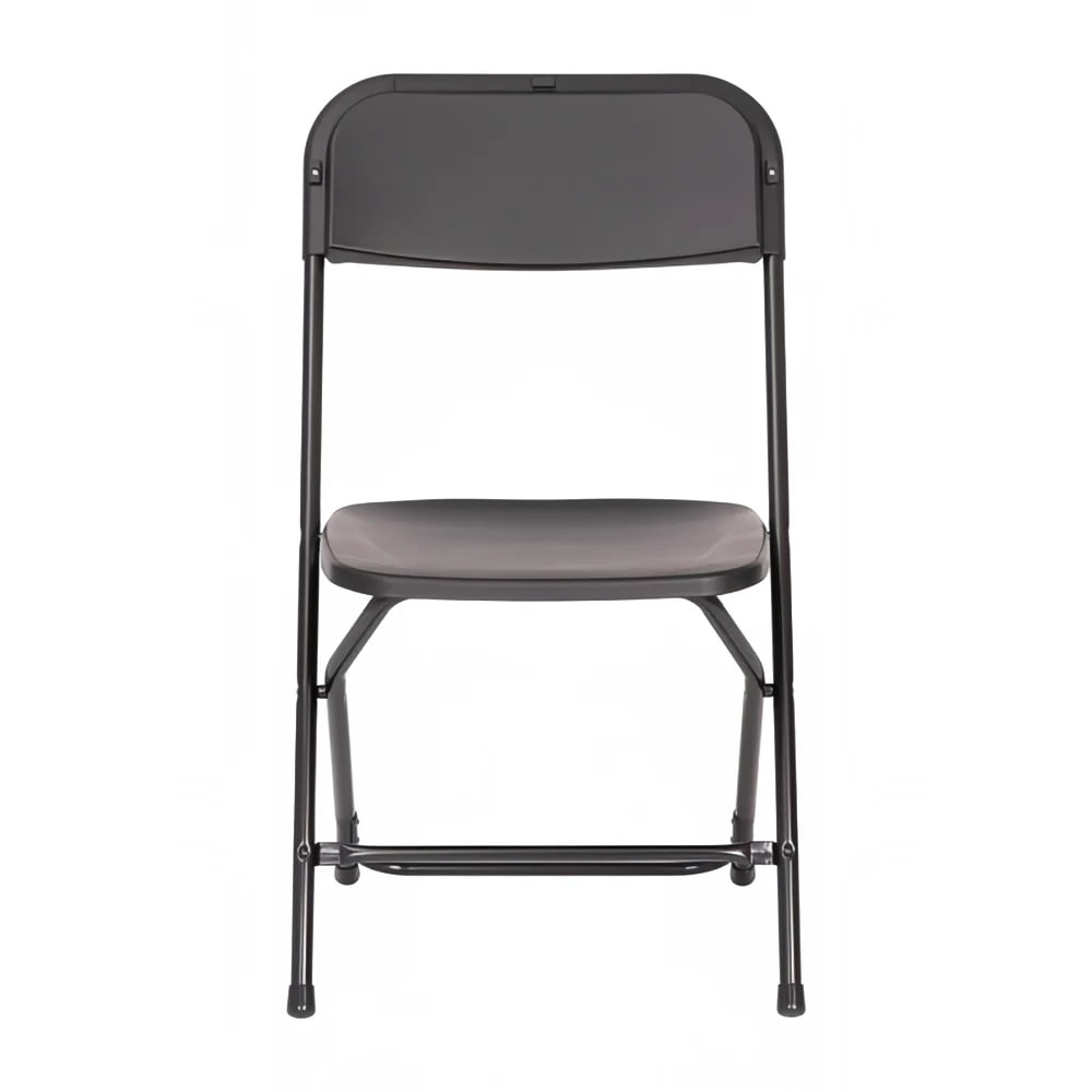 MoTak M010 Indoor/Outdoor Extra Large Folding Chair - Black Plastic Back & Seat w/ Black Steel Frame