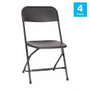 MoTak M010 Indoor/Outdoor Extra Large Folding Chair - Black Plastic Back & Seat w/ Black Steel Frame thumbnail 2