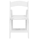 MoTak M011 Indoor/Outdoor Folding Chair - White Vinyl Back & Seat w/ White Resin Frame thumbnail 5