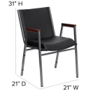 MoTak M013 Stackable Chair - Silver Steel Frame w/ Black Vinyl Back & Seat thumbnail 2