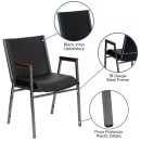 MoTak M013 Stackable Chair - Silver Steel Frame w/ Black Vinyl Back & Seat thumbnail 3