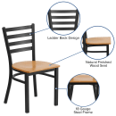 MoTak M015 Restaurant Chair w/ Ladder Back - Natural Wood Seat w/ Black Powder Coated Steel Frame thumbnail 3