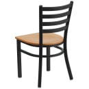 MoTak M015 Restaurant Chair w/ Ladder Back - Natural Wood Seat w/ Black Powder Coated Steel Frame thumbnail 4