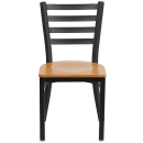 MoTak M015 Restaurant Chair w/ Ladder Back - Natural Wood Seat w/ Black Powder Coated Steel Frame thumbnail 5
