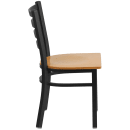 MoTak M015 Restaurant Chair w/ Ladder Back - Natural Wood Seat w/ Black Powder Coated Steel Frame thumbnail 6