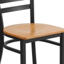 MoTak M015 Restaurant Chair w/ Ladder Back - Natural Wood Seat w/ Black Powder Coated Steel Frame thumbnail 7