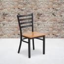 MoTak M015 Restaurant Chair w/ Ladder Back - Natural Wood Seat w/ Black Powder Coated Steel Frame thumbnail 9