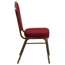 MoTak M016 Stackable Banquet Chair - Gold Steel Frame w/ Burgundy Fabric Back & Seat thumbnail 3