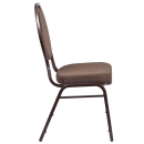 MoTak M017 Stackable Banquet Chair - Copper Steel Frame w/ Brown Patterned Fabric Back & Seat thumbnail 3