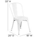 MoTak M018 Stackable Side Chair w/ Vertical Slat Back - White Powder Coated Steel, Indoor/Outdoor thumbnail 2
