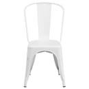 MoTak M018 Stackable Side Chair w/ Vertical Slat Back - White Powder Coated Steel, Indoor/Outdoor thumbnail 5