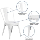 MoTak M018 Stackable Side Chair w/ Vertical Slat Back - White Powder Coated Steel, Indoor/Outdoor thumbnail 6