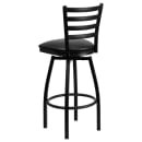 MoTak M019 Swivel Bar Stool w/ Ladder Back - Black Vinyl Seat, Black Powder Coated Steel thumbnail 4