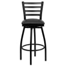 MoTak M019 Swivel Bar Stool w/ Ladder Back - Black Vinyl Seat, Black Powder Coated Steel thumbnail 5
