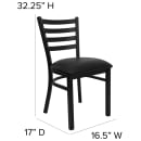 MoTak M020 Restaurant Chair w/ Ladder Back - Black Vinyl Seat w/ Black Powder Coated Steel Frame thumbnail 2