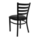 MoTak M020 Restaurant Chair w/ Ladder Back - Black Vinyl Seat w/ Black Powder Coated Steel Frame thumbnail 4