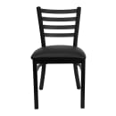 MoTak M020 Restaurant Chair w/ Ladder Back - Black Vinyl Seat w/ Black Powder Coated Steel Frame thumbnail 5