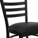 MoTak M020 Restaurant Chair w/ Ladder Back - Black Vinyl Seat w/ Black Powder Coated Steel Frame thumbnail 7
