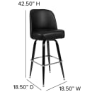 MoTak M022 Bar Stool w/ Black Frame & Chrome Foot Ring, Black Vinyl Bucket Seat thumbnail 2