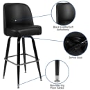 MoTak M022 Bar Stool w/ Black Frame & Chrome Foot Ring, Black Vinyl Bucket Seat thumbnail 3