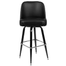 MoTak M022 Bar Stool w/ Black Frame & Chrome Foot Ring, Black Vinyl Bucket Seat thumbnail 6