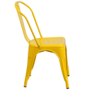 MoTak M023 Stackable Side Chair w/ Vertical Slat Back - Yellow Powder Coated Steel, Indoor/Outdoor thumbnail 3