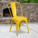 MoTak M023 Stackable Side Chair w/ Vertical Slat Back - Yellow Powder Coated Steel, Indoor/Outdoor thumbnail 9