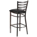 MoTak M024 Bar Stool w/ Powder Coated Steel Ladder Back & Black Vinyl Seat, Clear Coated Steel thumbnail 5