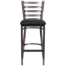 MoTak M024 Bar Stool w/ Powder Coated Steel Ladder Back & Black Vinyl Seat, Clear Coated Steel thumbnail 6