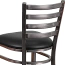 MoTak M024 Bar Stool w/ Powder Coated Steel Ladder Back & Black Vinyl Seat, Clear Coated Steel thumbnail 8