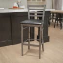 MoTak M024 Bar Stool w/ Powder Coated Steel Ladder Back & Black Vinyl Seat, Clear Coated Steel thumbnail 9