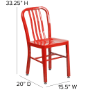 MoTak M025 Chair w/ Vertical Slat Back - Red Powder Coated Steel, Indoor/Outdoor thumbnail 2
