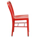 MoTak M025 Chair w/ Vertical Slat Back - Red Powder Coated Steel, Indoor/Outdoor thumbnail 3