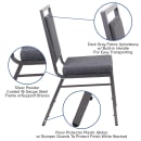 MoTak M026 Stackable Banquet Chair - Silver Steel Frame w/ Dark Gray Fabric Back & Seat thumbnail 6