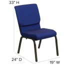 MoTak M027 Stackable Church Chair - Gold Steel Frame w/ Navy Blue Dot Fabric Back & Seat thumbnail 2