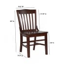 MoTak M028 Restaurant Chair w/ Schoolhouse Style Back - Walnut Finished Beechwood Frame thumbnail 14