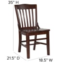 MoTak M028 Restaurant Chair w/ Schoolhouse Style Back - Walnut Finished Beechwood Frame thumbnail 2