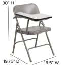 MoTak M029 Folding Chair w/ Right Handed Tablet Arm - Beige Powder Coated Steel thumbnail 2