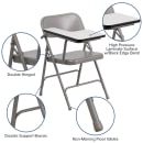MoTak M029 Folding Chair w/ Right Handed Tablet Arm - Beige Powder Coated Steel thumbnail 7