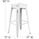 MoTak M032 Backless Bar Stool - Power Coated Steel, Distressed White thumbnail 2