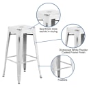 MoTak M032 Backless Bar Stool - Power Coated Steel, Distressed White thumbnail 3
