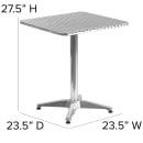 MoTak M033 23 1/2" Bistro Table w/ Aluminum Base & Square Stainless Top - Indoor/Outdoor, 27 1/2"H thumbnail 2