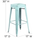 MoTak M036 Backless Bar Stool - Power Coated Steel, Distressed Green Blue thumbnail 2