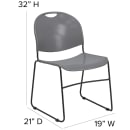 MoTak M037 Indoor/Outdoor Stackable Chair w/ Gray Plastic Back & Seat - Black Powder Coated Metal Frame thumbnail 2
